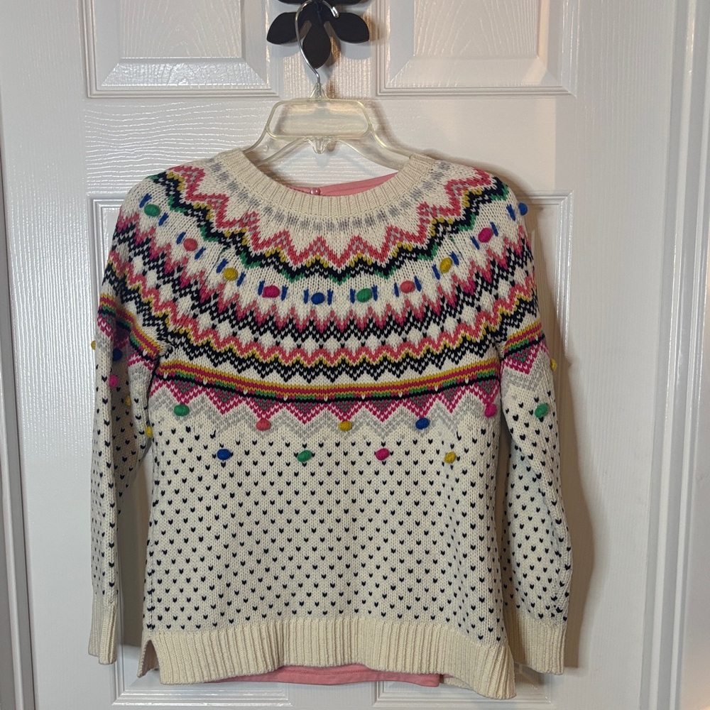 Talbots 2 pc Multicolor Fair Isle Inspired Pullover Sweater and Ruched LS Top SP - Picture 5 of 16